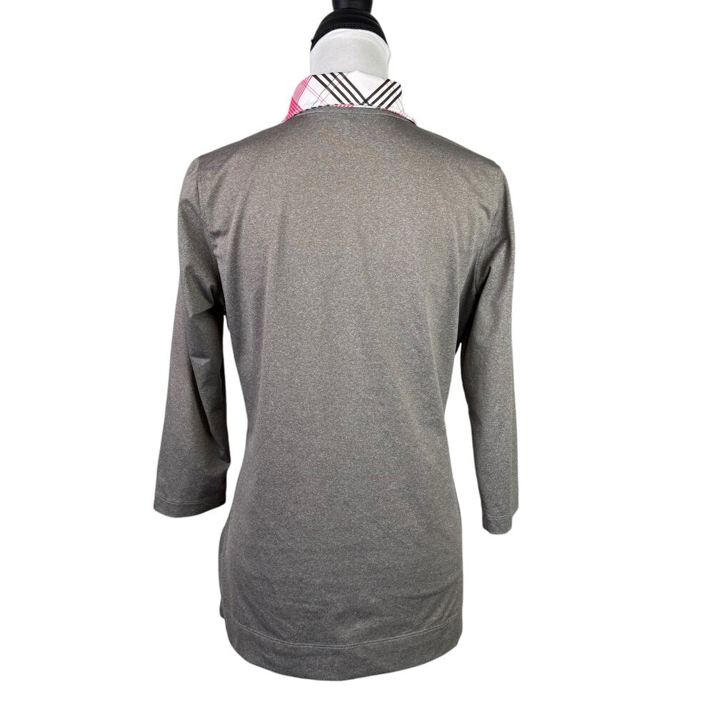 Nike Golf Womens Brown Moisture Wicking Plaid Collar Dri-Fit Sports Twofer Shirt - Picture 2 of 12